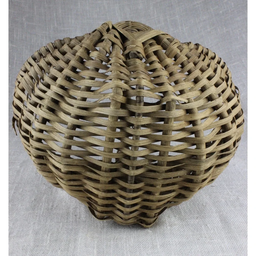 Vintage Woven Oak Splint Basket Primitive Appalachian Egg Basket Handle